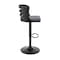 Armen Living Khalia Adjustable Swivel Gray Faux Leather and Black Wood Bar Stool with Black Base LCKHBABLGR - alternate 5